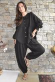 Annie Cushion Cotton Peter Pan Smock Blouse Chocolate